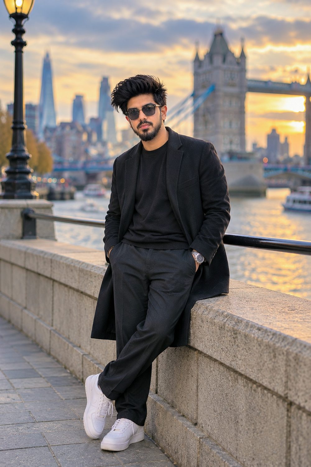 Priyanshu Yadav, Founder and CEO of Sparkence Global, standing by the River Thames in London